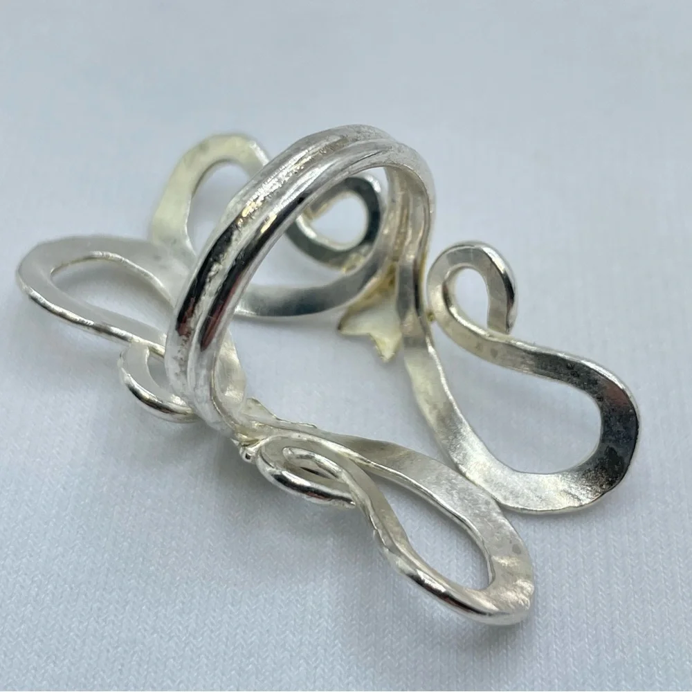 Vintage Taxco Mexico Silver Abstract Swirl Star Statement Ring Southwestern